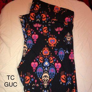 LULAROE LEGGINGS -GUC TC BLACK WITH DESIGNS